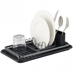 Сушилник за съдове Luigi Ferrero FR-3821A, 42x23x12 см, Неплъзгащи се крачета, Тава за отцеждане, Черен/сив