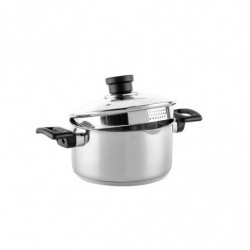 Тенджера Luigi Ferrero Sophia FR-3402, 18x10 см, 2.3 л, Стомана 18/10, Стъклен капак, Индукция, Инокс