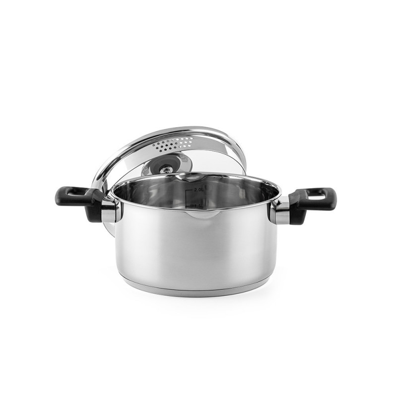 Тенджера Luigi Ferrero Sophia FR-3402, 18x10 см, 2.3 л, Стомана 18/10, Стъклен капак, Индукция, Инокс