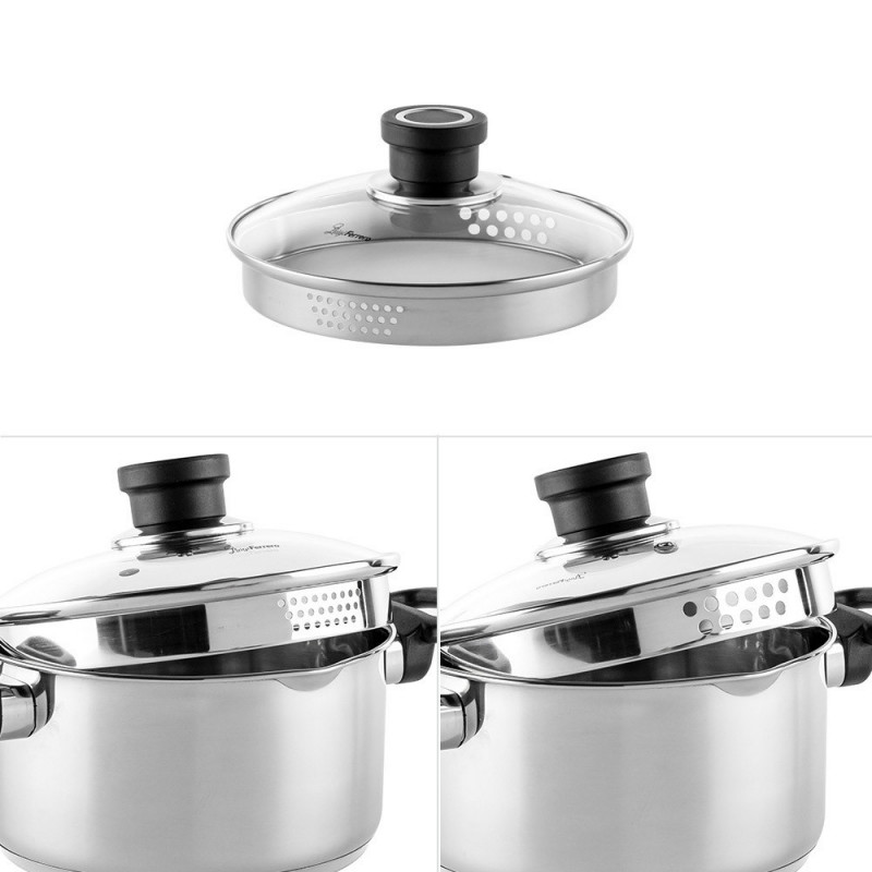 Тенджера Luigi Ferrero Sophia FR-3402, 18x10 см, 2.3 л, Стомана 18/10, Стъклен капак, Индукция, Инокс