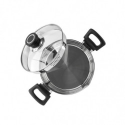 Тенджера Luigi Ferrero Sophia FR-3402, 18x10 см, 2.3 л, Стомана 18/10, Стъклен капак, Индукция, Инокс