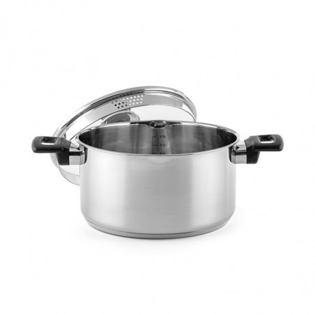 Тенджера Luigi Ferrero Sophia FR-3403, 20x11 см, 3.2 л, Стомана 18/10, Стъклен капак, Индукция, Инокс