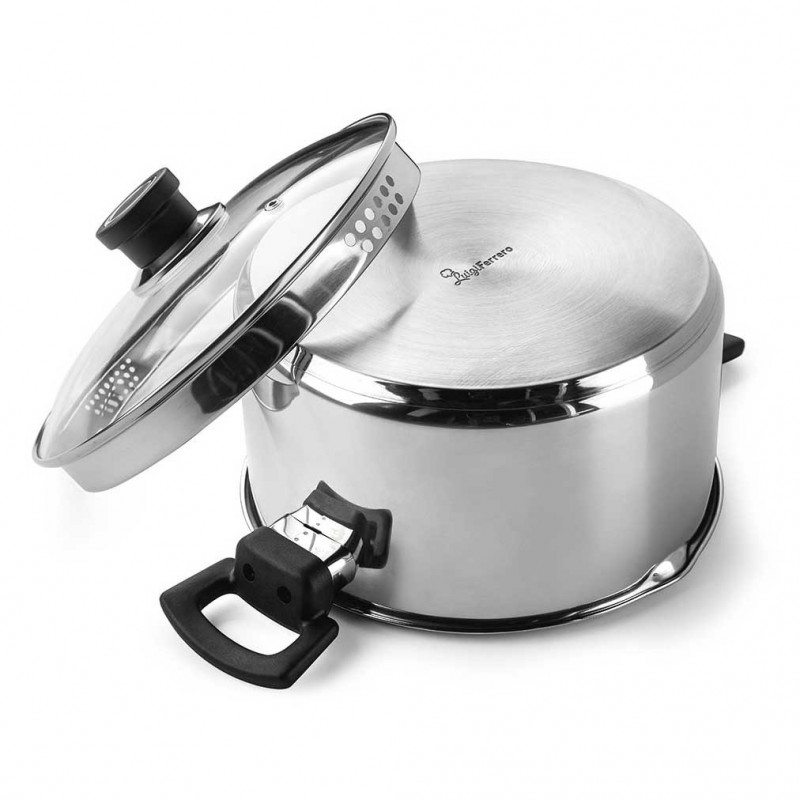 Тенджера Luigi Ferrero Sophia FR-3403, 20x11 см, 3.2 л, Стомана 18/10, Стъклен капак, Индукция, Инокс