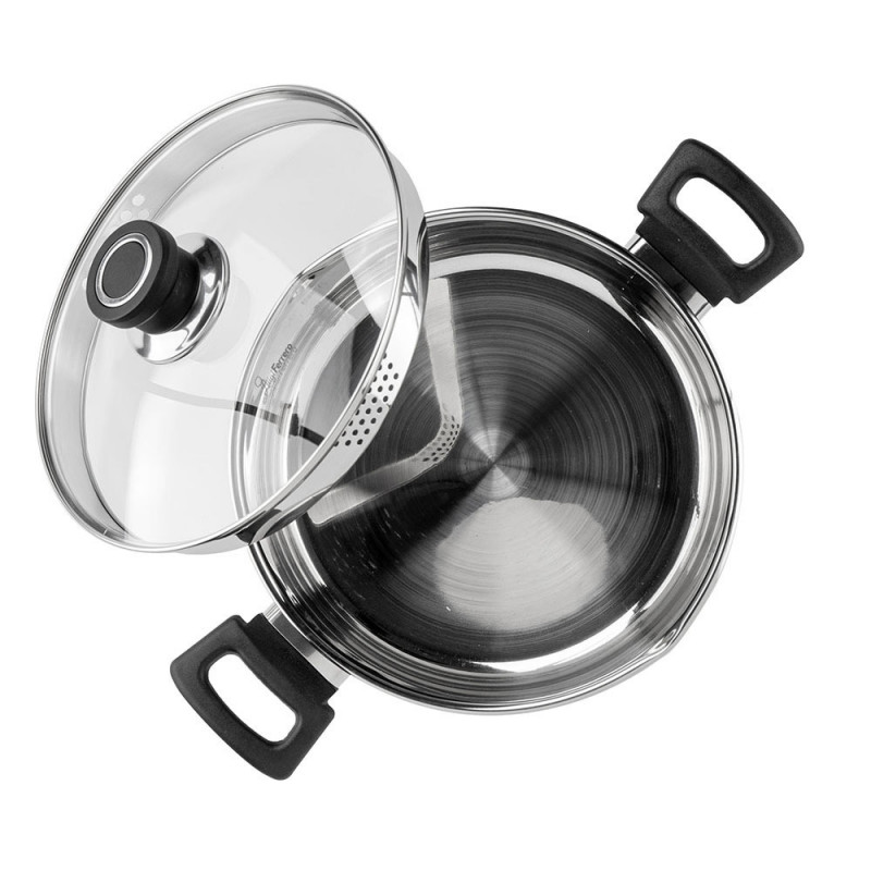 Тенджера Luigi Ferrero Sophia FR-3403, 20x11 см, 3.2 л, Стомана 18/10, Стъклен капак, Индукция, Инокс