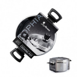 Тенджера Luigi Ferrero Sophia FR-3403, 20x11 см, 3.2 л, Стомана 18/10, Стъклен капак, Индукция, Инокс