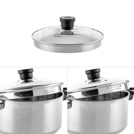 Тенджера Luigi Ferrero Sophia FR-3404, 22x12 см, 4.2 л, Стомана 18/10, Стъклен капак, Индукция, Инокс