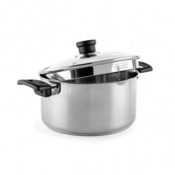 Тенджера Luigi Ferrero Sophia FR-3405, 24x13 см, 5.4 л, Стомана 18/10, Стъклен капак, Индукция, Инокс