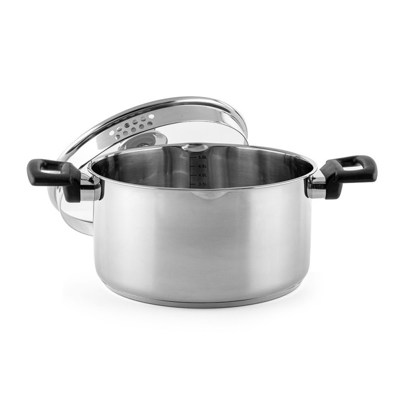 Тенджера Luigi Ferrero Sophia FR-3405, 24x13 см, 5.4 л, Стомана 18/10, Стъклен капак, Индукция, Инокс