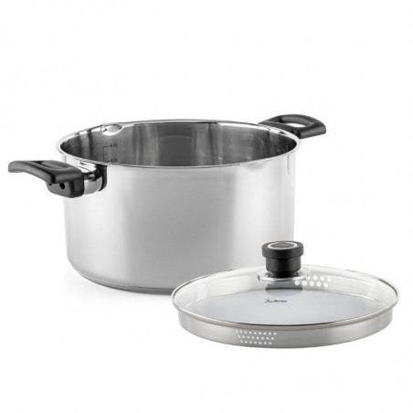 Тенджера Luigi Ferrero Sophia FR-3405, 24x13 см, 5.4 л, Стомана 18/10, Стъклен капак, Индукция, Инокс