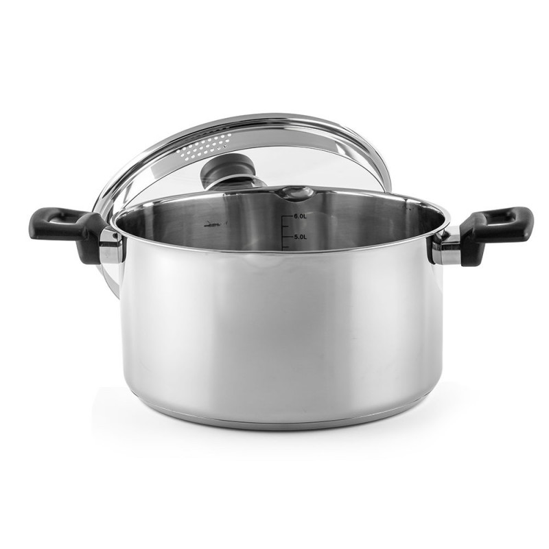 Тенджера Luigi Ferrero Sophia FR-3406, 26x14 см, 7 л, Стомана 18/10, Стъклен капак, Индукция, Инокс