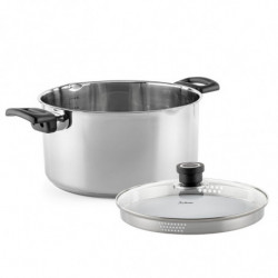 Тенджера Luigi Ferrero Sophia FR-3406, 26x14 см, 7 л, Стомана 18/10, Стъклен капак, Индукция, Инокс