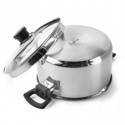 Тенджера Luigi Ferrero Sophia FR-3406, 26x14 см, 7 л, Стомана 18/10, Стъклен капак, Индукция, Инокс