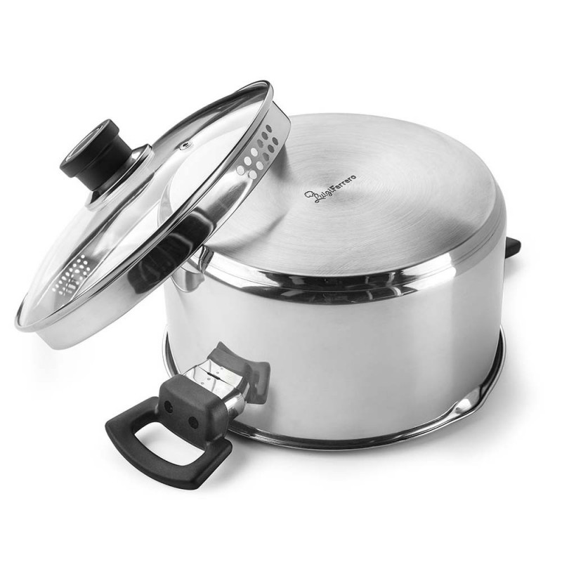 Тенджера Luigi Ferrero Sophia FR-3406, 26x14 см, 7 л, Стомана 18/10, Стъклен капак, Индукция, Инокс