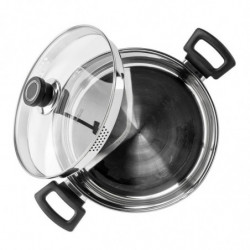 Тенджера Luigi Ferrero Sophia FR-3406, 26x14 см, 7 л, Стомана 18/10, Стъклен капак, Индукция, Инокс