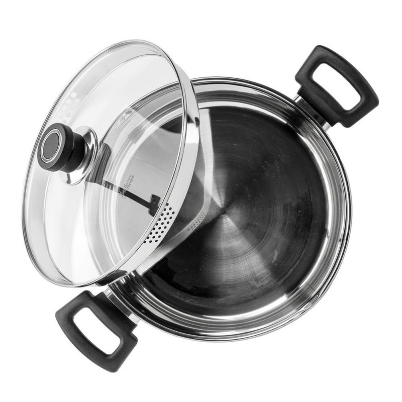 Тенджера Luigi Ferrero Sophia FR-3406, 26x14 см, 7 л, Стомана 18/10, Стъклен капак, Индукция, Инокс