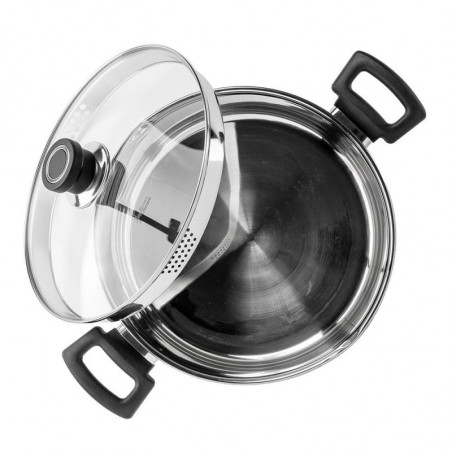 Тенджера Luigi Ferrero Sophia FR-3406, 26x14 см, 7 л, Стомана 18/10, Стъклен капак, Индукция, Инокс