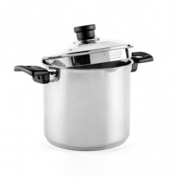 Дълбока тенджера Luigi Ferrero Sophia FR-3407, 20x18 см, 5.6 л, Стомана 18/10, Стъклен капак с отвор за пара, Индукция, Инокс