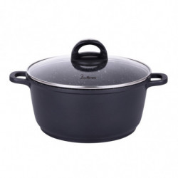 Тенджера Luigi Ferrero Hanna FR-245M 24x11.5 см, 4.4 л,  Мраморно покритие, Стъклен капак с отвор за пара, Индукция, Черен