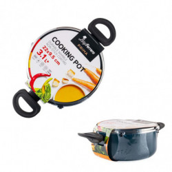 Тенджера Luigi Ferrero Prima FR-2244, 22x9.5 см, 3.1 л, Незалепващо покритие, Стъклен капак с отвор за пара, Индукция, Тъмносин