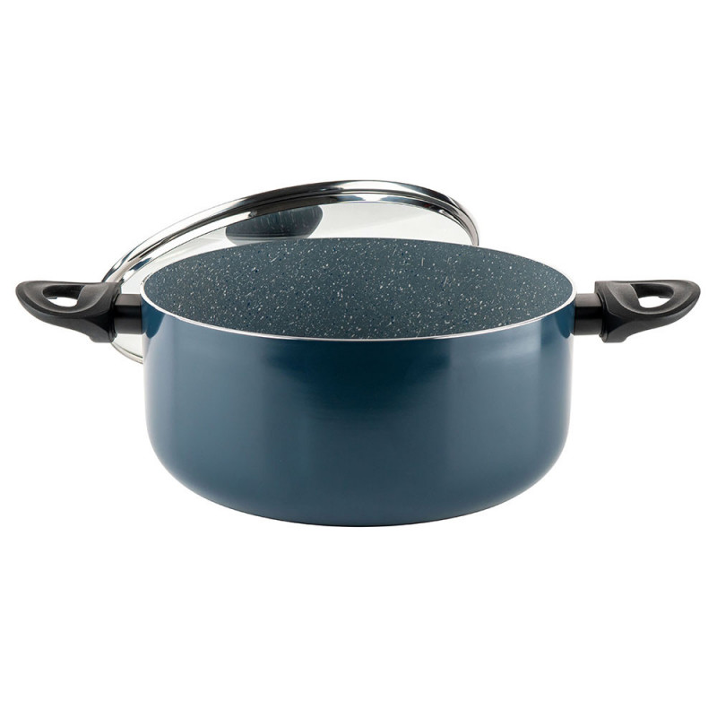 Тенджера Luigi Ferrero Prima FR-2644, 26x12 см, 5.8 л, Незалепващо покритие, Стъклен капак с отвор за пара, Индукция, Тъмносин