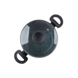 Дълбока тенджера Luigi Ferrero Prima FR-2245D, 22x13 см, 4.5 л, Незалепващо покритие с мраморен ефект, Индукция, Стъклен капак с отвор, Тъмносин