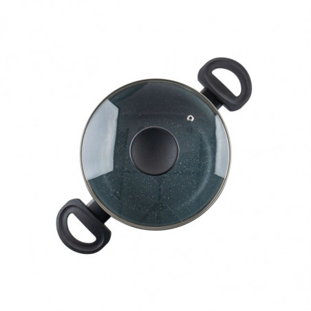 Дълбока тенджера Luigi Ferrero Prima FR-2245D, 22x13 см, 4.5 л, Незалепващо покритие с мраморен ефект, Индукция, Стъклен капак с отвор, Тъмносин