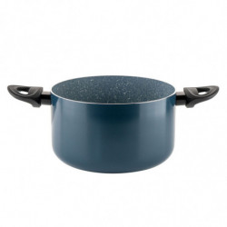 Дълбока тенджера Luigi Ferrero Prima FR-2245D, 22x13 см, 4.5 л, Незалепващо покритие с мраморен ефект, Индукция, Стъклен капак с отвор, Тъмносин