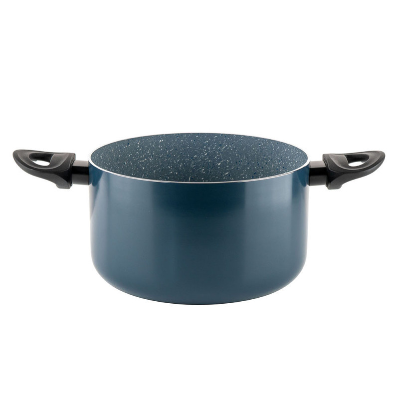 Дълбока тенджера Luigi Ferrero Prima FR-2245D, 22x13 см, 4.5 л, Незалепващо покритие с мраморен ефект, Индукция, Стъклен капак с отвор, Тъмносин