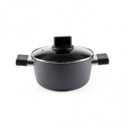 Тенджера Luigi Ferrero Regina FR-2040 20x10 см, 2.5 л, Незалепващо покритие, Стъклен капак с отвор за пара, Индукция, Черен