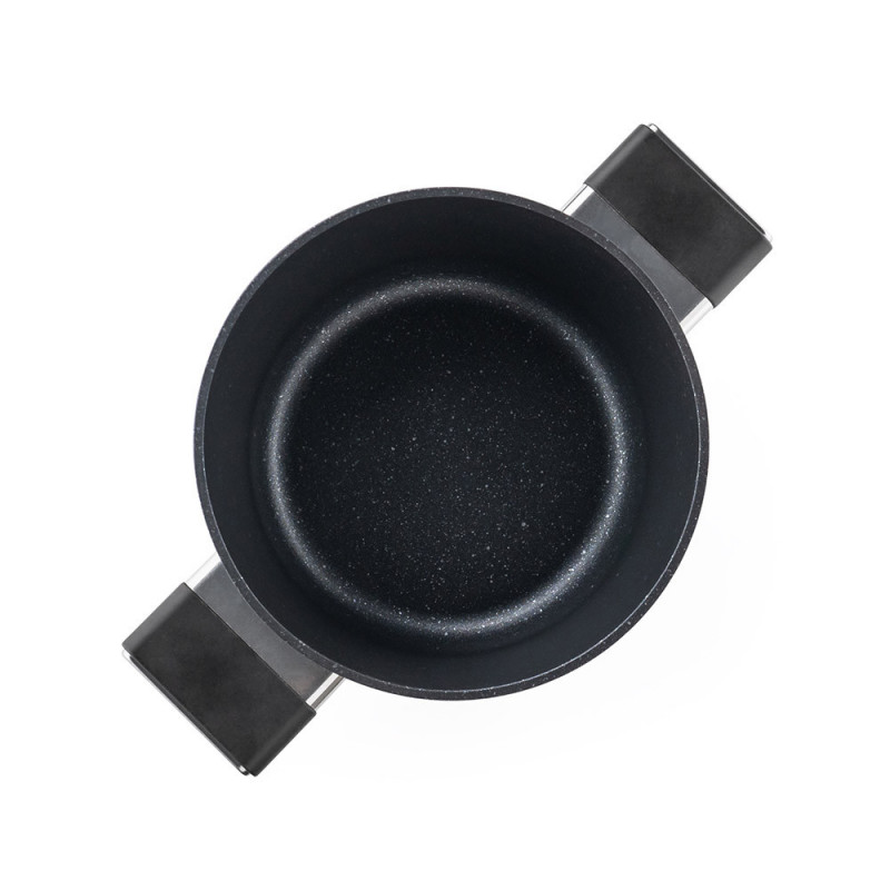 Тенджера Luigi Ferrero Regina FR-2040 20x10 см, 2.5 л, Незалепващо покритие, Стъклен капак с отвор за пара, Индукция, Черен