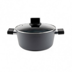 Тенджера Luigi Ferrero Regina FR-2440 24x11.5 см, 4.3 л, Незалепващо покритие, Стъклен капак с отвор за пара, Индукция, Черен