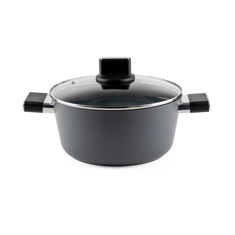 Тенджера Luigi Ferrero Regina FR-2440 24x11.5 см, 4.3 л, Незалепващо покритие, Стъклен капак с отвор за пара, Индукция, Черен