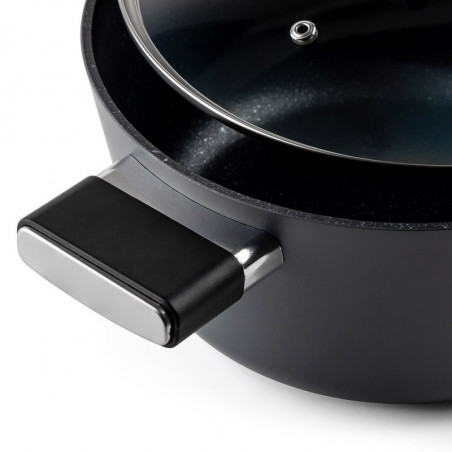 Тенджера Luigi Ferrero Regina FR-2440 24x11.5 см, 4.3 л, Незалепващо покритие, Стъклен капак с отвор за пара, Индукция, Черен