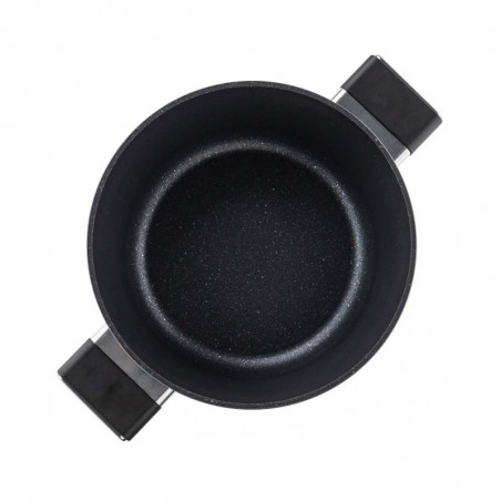 Тенджера Luigi Ferrero Regina FR-2440 24x11.5 см, 4.3 л, Незалепващо покритие, Стъклен капак с отвор за пара, Индукция, Черен