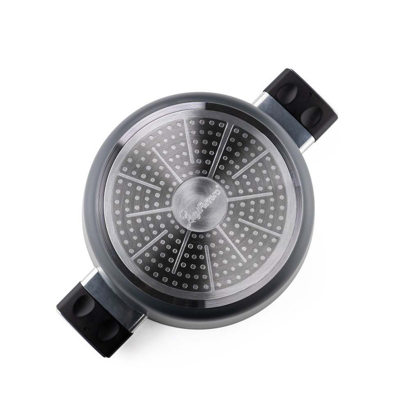 Тенджера Luigi Ferrero Regina FR-2440 24x11.5 см, 4.3 л, Незалепващо покритие, Стъклен капак с отвор за пара, Индукция, Черен