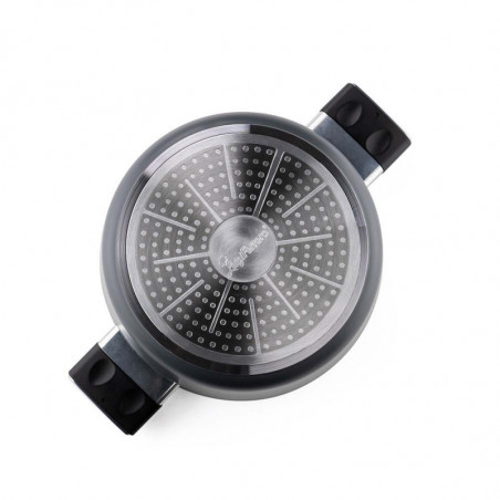 Тенджера Luigi Ferrero Regina FR-2440 24x11.5 см, 4.3 л, Незалепващо покритие, Стъклен капак с отвор за пара, Индукция, Черен