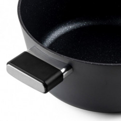 Тенджера Luigi Ferrero Regina FR-2840, 28x12.5 см, 6.5 л, Незалепващо мраморно покритие, Стъклен капак с отвор за пара, Индукция, Черен