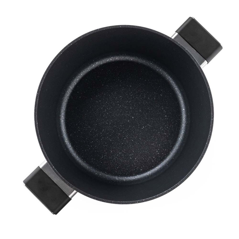 Тенджера Luigi Ferrero Regina FR-2840, 28x12.5 см, 6.5 л, Незалепващо мраморно покритие, Стъклен капак с отвор за пара, Индукция, Черен