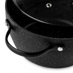 Тенджера Luigi Ferrero Symphony FR-2010, 20x10.5 см, 2.6 л, Незалепващо покритие, Стъклен капак с отвор за пара, Стоманени дръжки с PVD, Индукция, Черен мрамор