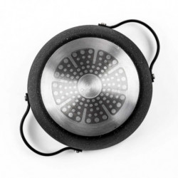 Тенджера Luigi Ferrero Symphony FR-2010, 20x10.5 см, 2.6 л, Незалепващо покритие, Стъклен капак с отвор за пара, Стоманени дръжки с PVD, Индукция, Черен мрамор