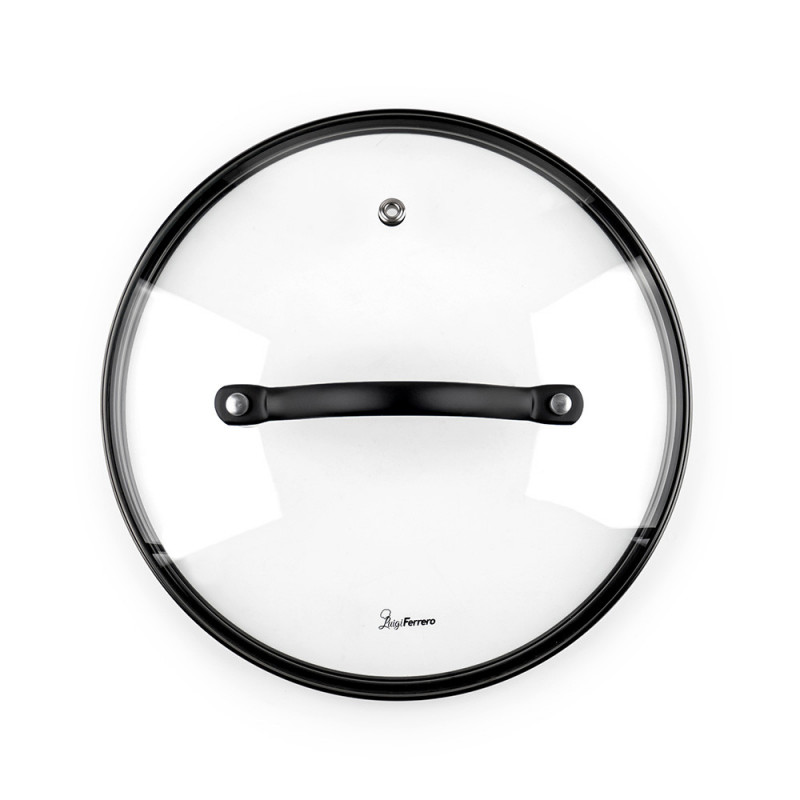 Тенджера Luigi Ferrero Symphony FR-2010, 20x10.5 см, 2.6 л, Незалепващо покритие, Стъклен капак с отвор за пара, Стоманени дръжки с PVD, Индукция, Черен мрамор
