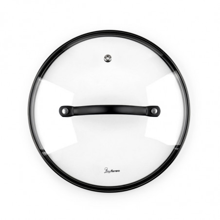 Тенджера Luigi Ferrero Symphony FR-2010, 20x10.5 см, 2.6 л, Незалепващо покритие, Стъклен капак с отвор за пара, Стоманени дръжки с PVD, Индукция, Черен мрамор