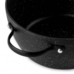 Тенджера Luigi Ferrero Symphony FR-2410, 24x11.5 см, 4.3 л, Незалепващо покритие, Стъклен капак с отвор за пара, Стоманени дръжки с PVD, Индукция, Черен мрамор