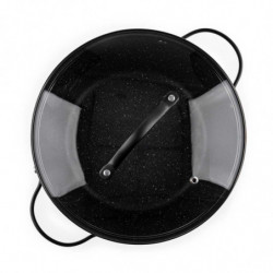 Тенджера Luigi Ferrero Symphony FR-2410, 24x11.5 см, 4.3 л, Незалепващо покритие, Стъклен капак с отвор за пара, Стоманени дръжки с PVD, Индукция, Черен мрамор