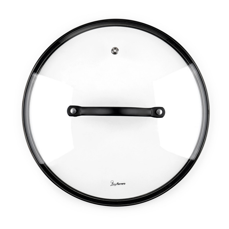 Тенджера Luigi Ferrero Symphony FR-2410, 24x11.5 см, 4.3 л, Незалепващо покритие, Стъклен капак с отвор за пара, Стоманени дръжки с PVD, Индукция, Черен мрамор