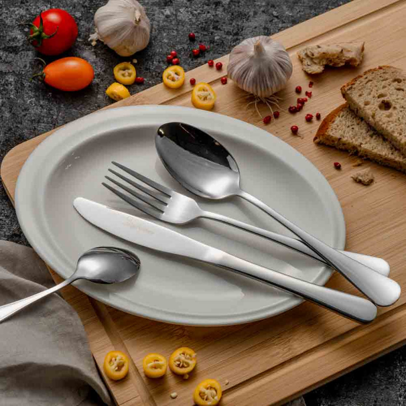 Комплект 24 бр. прибори за хранене Luigi Ferrero Prima FR-2402, Неръждаема стомана, Сребрист