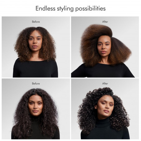 Маша за коса Dyson HS08 Airwrap i.d.™ Curly+Coily CePa/Tz, 1300W, 13.5 l/s, Автоматизирано къдрене, Йонизиране, 3 скорости, 3 температури, Bluetooth, Керамична патина/топаз
