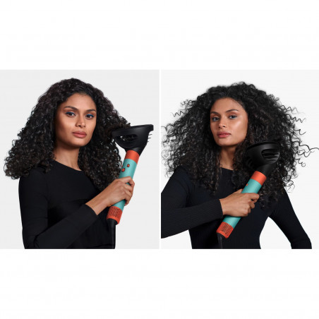 Маша за коса Dyson HS08 Airwrap i.d.™ Curly+Coily CePa/Tz, 1300W, 13.5 l/s, Автоматизирано къдрене, Йонизиране, 3 скорости, 3 температури, Bluetooth, Керамична патина/топаз