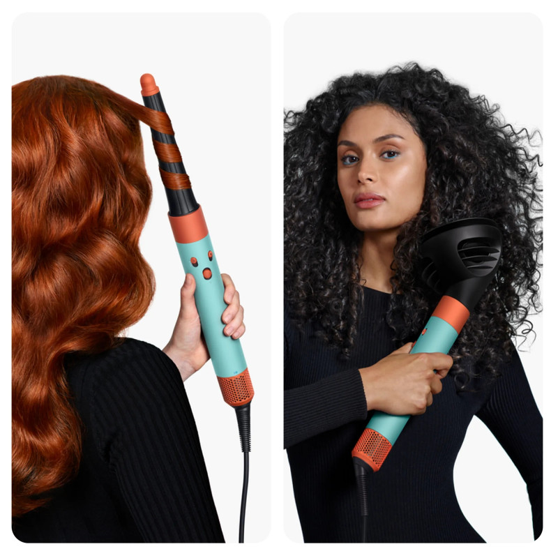 Маша за коса Dyson HS08 Airwrap i.d.™ Curly+Coily CePa/Tz, 1300W, 13.5 l/s, Автоматизирано къдрене, Йонизиране, 3 скорости, 3 температури, Bluetooth, Керамична патина/топаз