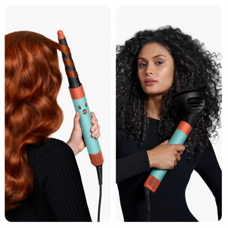 Маша за коса Dyson HS08 Airwrap i.d.™ Curly+Coily CePa/Tz, 1300W, 13.5 l/s, Автоматизирано къдрене, Йонизиране, 3 скорости, 3 температури, Bluetooth, Керамична патина/топаз
